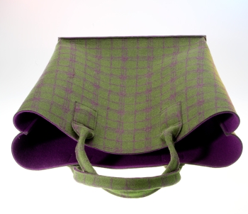 XXL Tasche Shopper Tweed aus Nadelfilz in moos-heide 30 x 42 x 22 cm