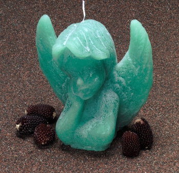 Kerze Engel Raphael in grün (atlantik)