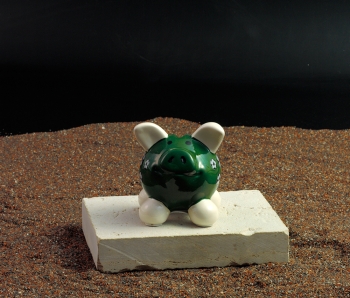 Sparschwein Glücksschwein Fussball grün 8,5cm