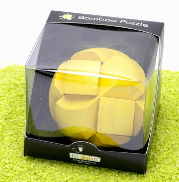 3D IQ Test Bambus Puzzle Kugel gelb 9 x 8,5 x 9 cm