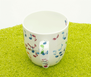 Henkelbecher Porzellan Flying Notes (Noten, Musik) 425ml