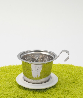 Trinkbecher Teaeve Porzellan mit Deckel & Edelstahlsieb Little Geisha red 350ml