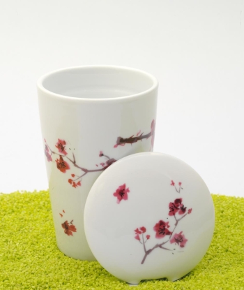 Trinkbecher Teaeve Porzellan mit Deckel & Edelstahlsieb Cherry Blossom 350ml