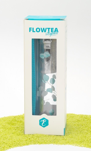 FlowTea Teezubereiter aus Glas Trees Eucalyptus 400ml Neoprenhülle