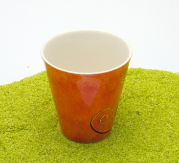 Tee Becher Keramik mit Goldauflage Mitsy (Katze) orange 250 ml