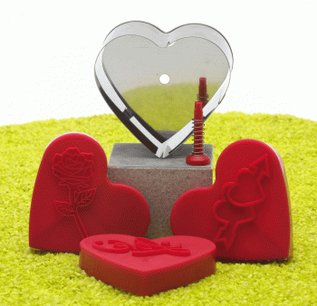 Ausstecher Set Sweet Heart (Herz) mit Auswerfer Kunststoff/Metall 6cm