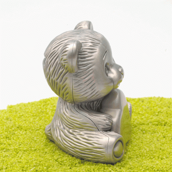 Spardose Bär mit Herz matt versilbert 11 x 10 x 8 cm