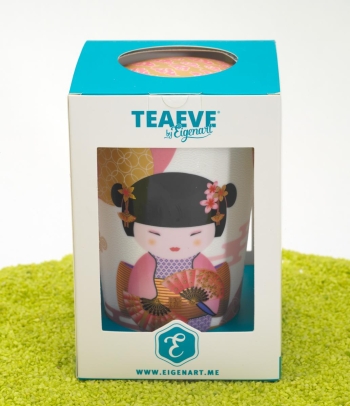 Trinkbecher Teaeve Porzellan mit Deckel & Edelstahlsieb New Little Geisha rose 350ml
