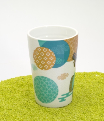Trinkbecher Teaeve Porzellan mit Deckel & Edelstahlsieb New Little Geisha petrol 350ml
