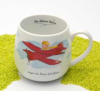 Kuschelbecher Porzellan Deckel & Sieb Der kleine Prinz Flugzeug 420ml