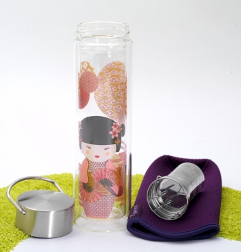 FlowTea Teezubereiter aus Glas New Little Geisha 400ml Neoprenhülle