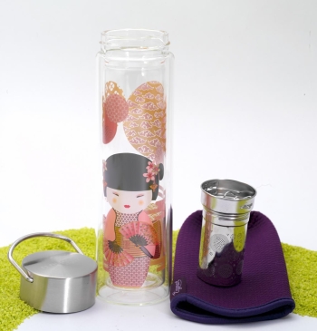 FlowTea Teezubereiter aus Glas New Little Geisha 400ml Neoprenhülle