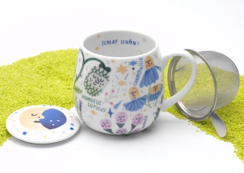 Kuschelbecher Porzellan Deckel & Sieb Julia Kluge - Schlaf schön! 420ml