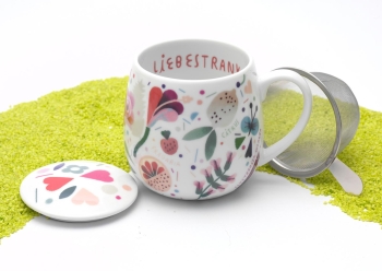 Kuschelbecher Porzellan Deckel & Sieb Julia Kluge - Liebestrank 420ml