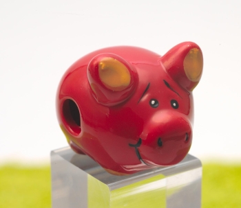 Magnet Porzellan Glückschwein Schein-Rein rot 4,5 x 3,5 cm
