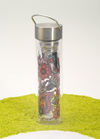 FlowTea Teezubereiter aus Glas Fireflower 400ml Neoprenhülle