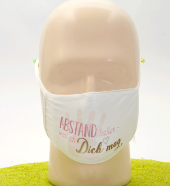 Mund-Nasen-Maske mit Spruch - Abstand halten - weil ich Dich mag