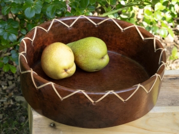 Handmade Ton Schale rund mit Rattan 25cm