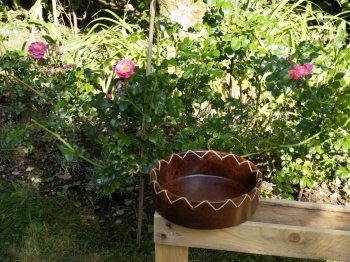 Handmade Ton Schale rund mit Rattan 25cm