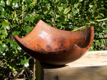 Handmade Ton Schale rund mit gewölbtem Rand 19cm
