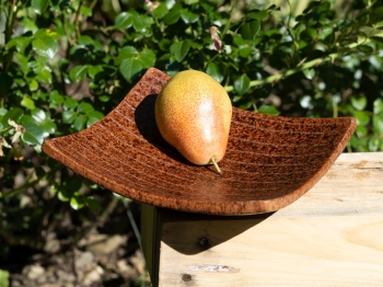 Handmade Ton Platte viereckig gestreift 19,5cm