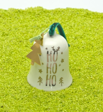 Weihnachtsglocke aus Porzellan Hohoho