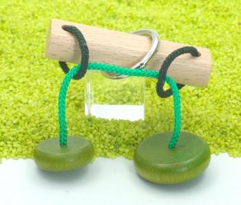 IQ Test Holz Puzzle Genius Befreie den Ring, Grüne Scheiben