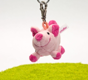 Schlüsselanhänger mit Karabinerhaken Schwein Loulou 9cm