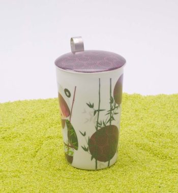 Trinkbecher Teaeve Porzellan mit Deckel & Edelstahlsieb Little Animals Panda 350ml