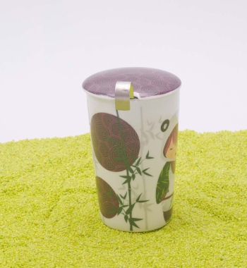 Trinkbecher Teaeve Porzellan mit Deckel & Edelstahlsieb Little Animals Panda 350ml