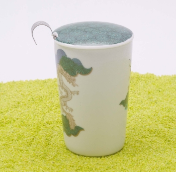 Trinkbecher Teaeve Porzellan mit Deckel & Edelstahlsieb Little Animals Leo 350ml