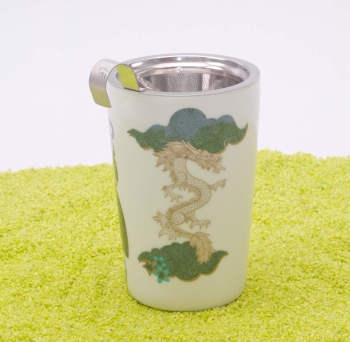 Trinkbecher Teaeve Porzellan mit Deckel & Edelstahlsieb Little Animals Leo 350ml