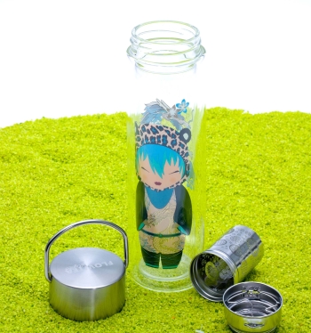 FlowTea Teezubereiter aus Glas Little Animal Leo 400ml Neoprenhülle