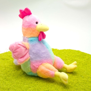 Plüschtier Huhn in Regenbogenfarben 26 cm
