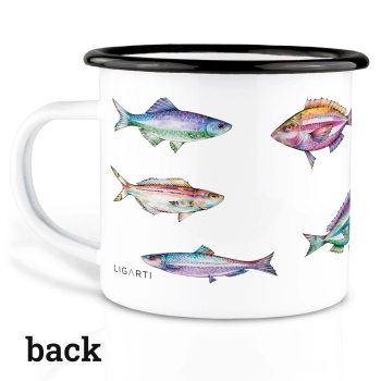 Tasse aus Emaille Buntfischschwarm 500ml