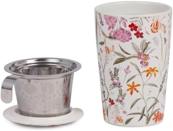 Trinkbecher Teaeve Porzellan mit Deckel & Edelstahlsieb Mira 350ml