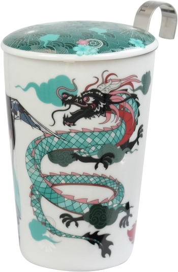 Trinkbecher Teaeve Porzellan mit Deckel & Edelstahlsieb Sweet Little Geisha water 350ml