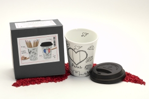 Coffee To Go Becher Porzellan City Mug Paris - bemalbar 380ml