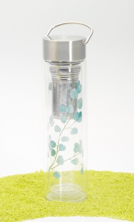 FlowTea Teezubereiter aus Glas Trees Eucalyptus 400ml Neoprenhülle