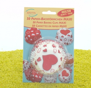 Papierbackförmchen Maxi Herz 50Stk