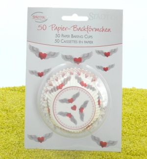 Papierbackförmchen Maxi Fliegende Herzen 50Stk