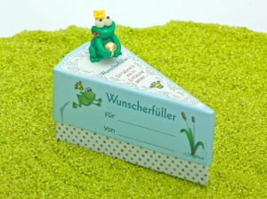 Geschenkschachtel Tortenstück mit Wunschfrosch - Wunscherfüller