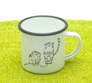 Tasse aus Emaille Heliumkatzen 300ml