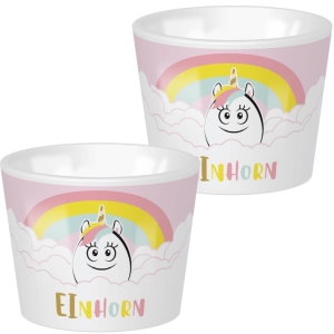 Eierbecher aus Porzellan Einhorn (Regenbogen)