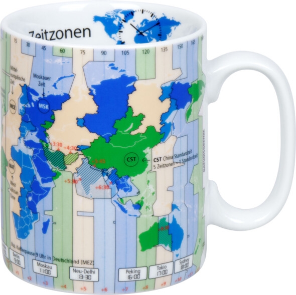 Wissensbecher Porzellan Zeitzonen 490ml