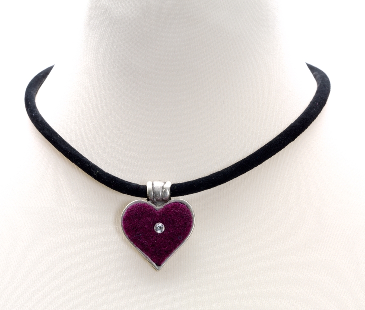 Halskette Herz mit Strass-Stein in lila