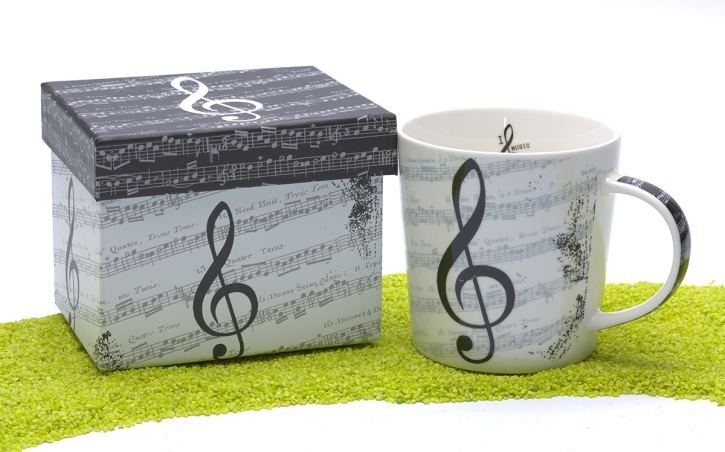 Henkelbecher Porzellan Trend Mug I Love Music 350ml