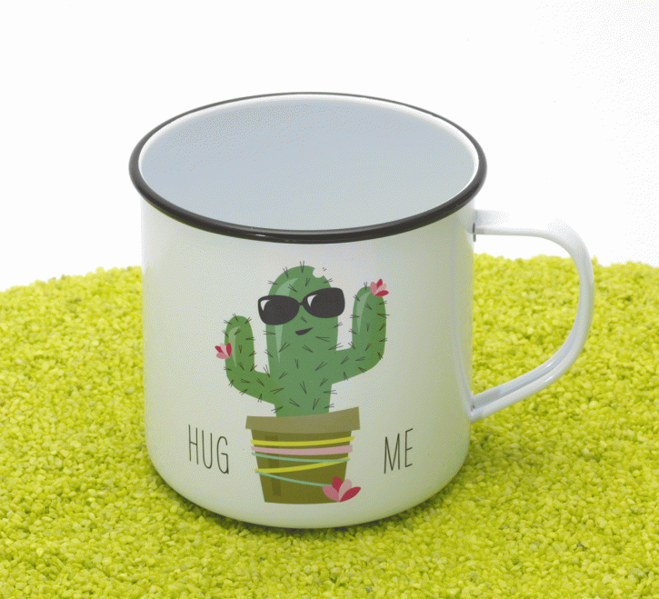 Henkelbecher Happy Metal Mug Hug Me Cactus 400ml