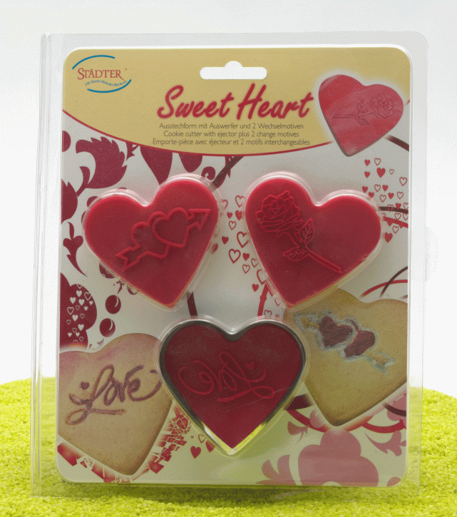Ausstecher Set Sweet Heart (Herz) mit Auswerfer Kunststoff/Metall 6cm