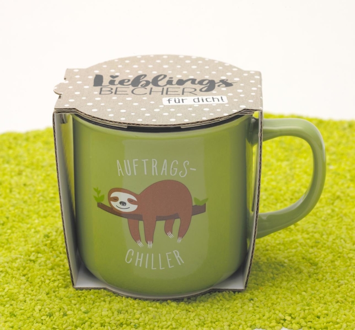 Becher Porzellan "Lieblingsbecher für Dich" Auftragschiller (Faultier) 350 ml